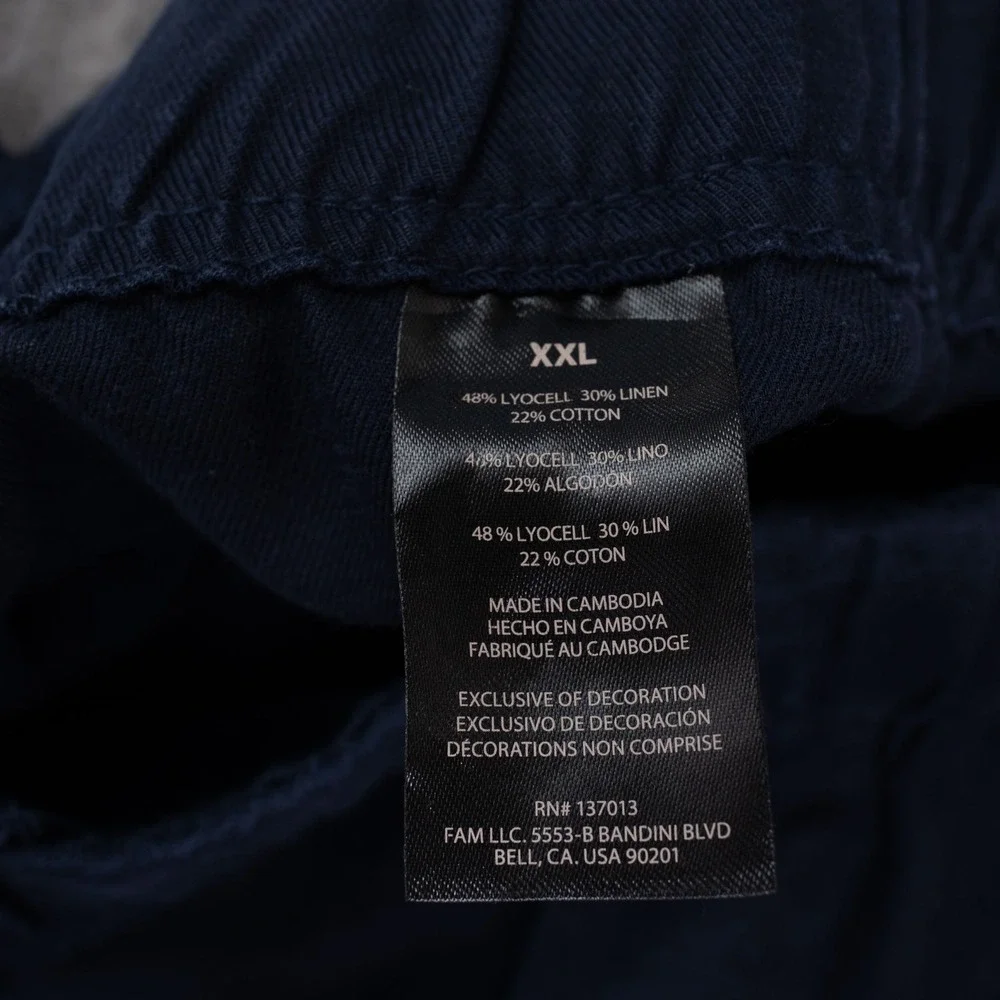 Banana Republic Pants Women XXL Navy Blue Linen Blend Pull On Relaxed NEW No Tag